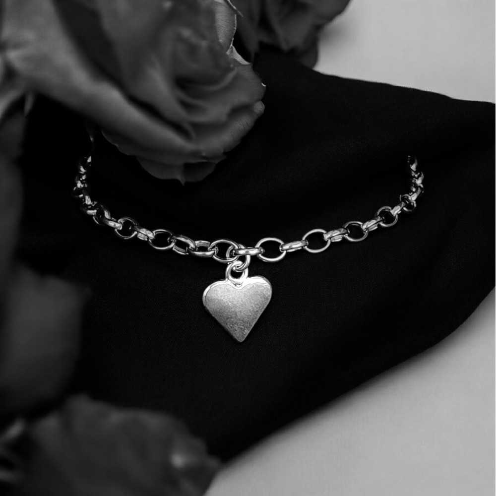 Bracelet coeur, argent 925, collection love, cadeau saint valentin, création fait main en Suisse