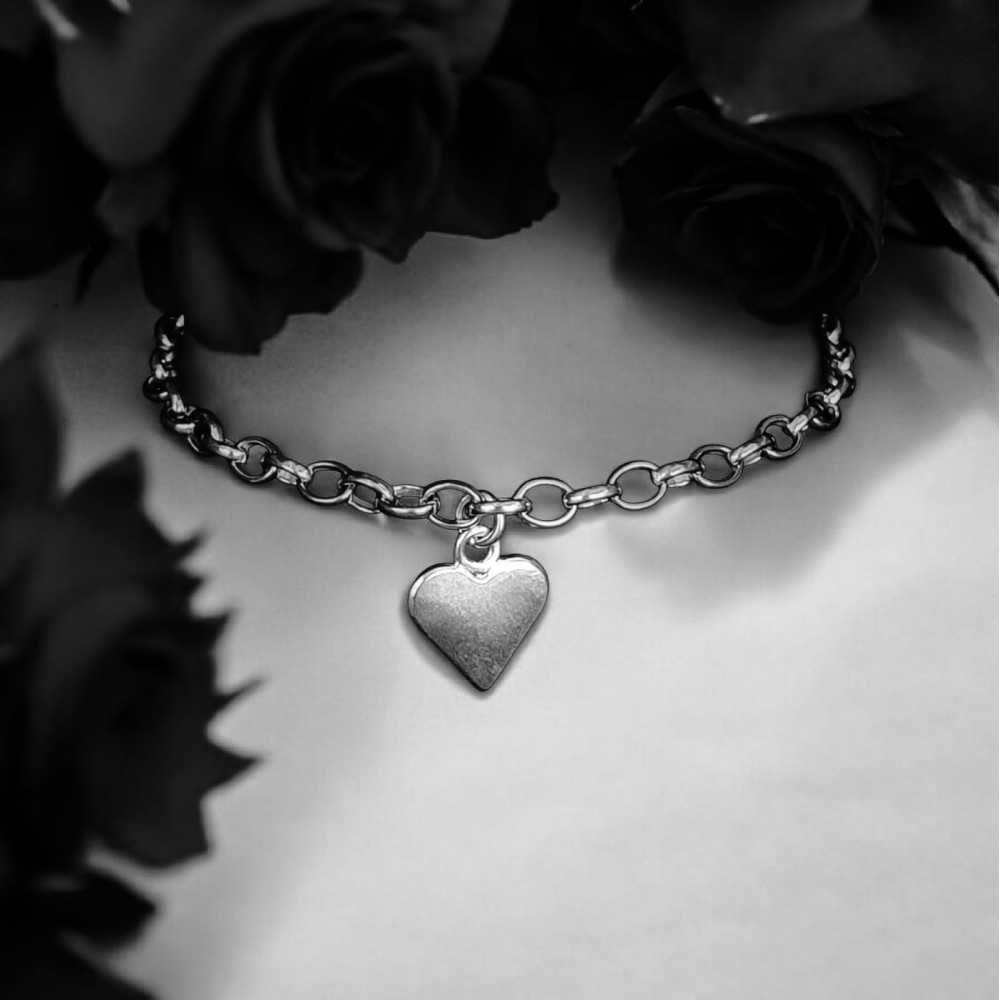 Bracelet coeur, argent 925, collection love, cadeau saint valentin, création unique fait main en Suisse