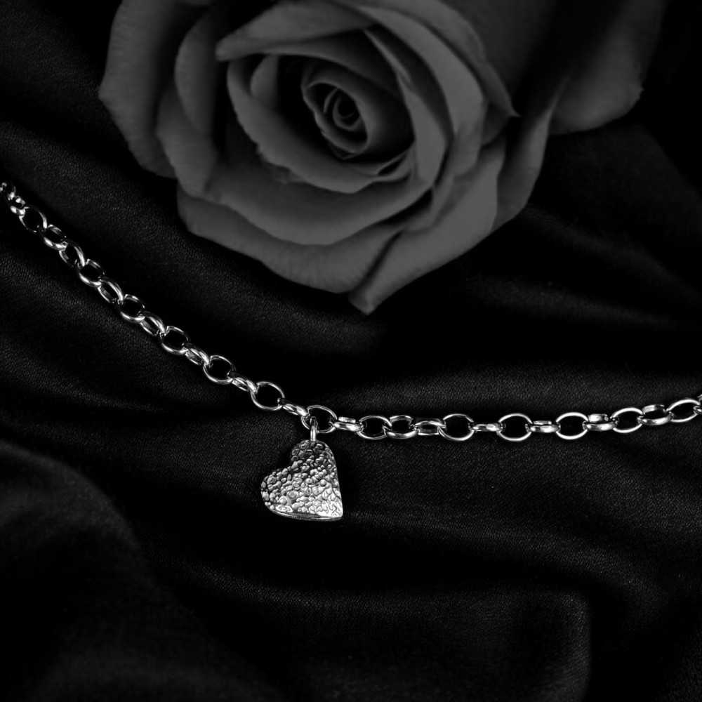 bracelet coeur bombé en argent 925 pour femme, collection love, bijoux saint valentin, pendentif coeur, fait main en Suisse