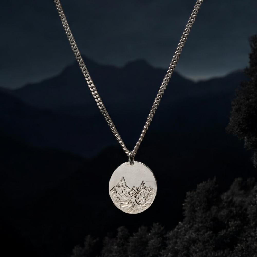 Collier montagnes unisexe, argent 925, pendentif unique fait main-Yverdon-Suisse