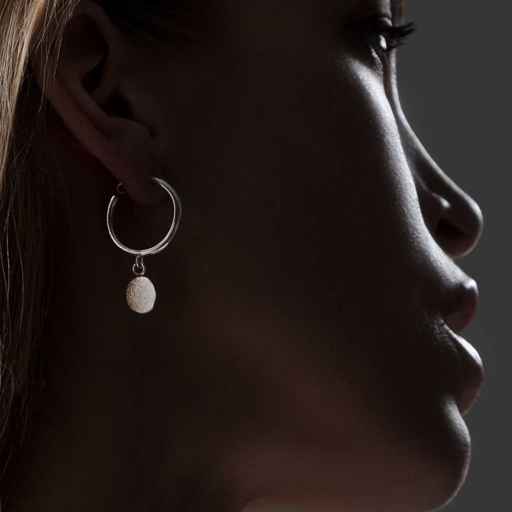 Boucles d'oreilles pampilles organique en argent 925 pour femme, fait main à Yverdon en Suisse romande