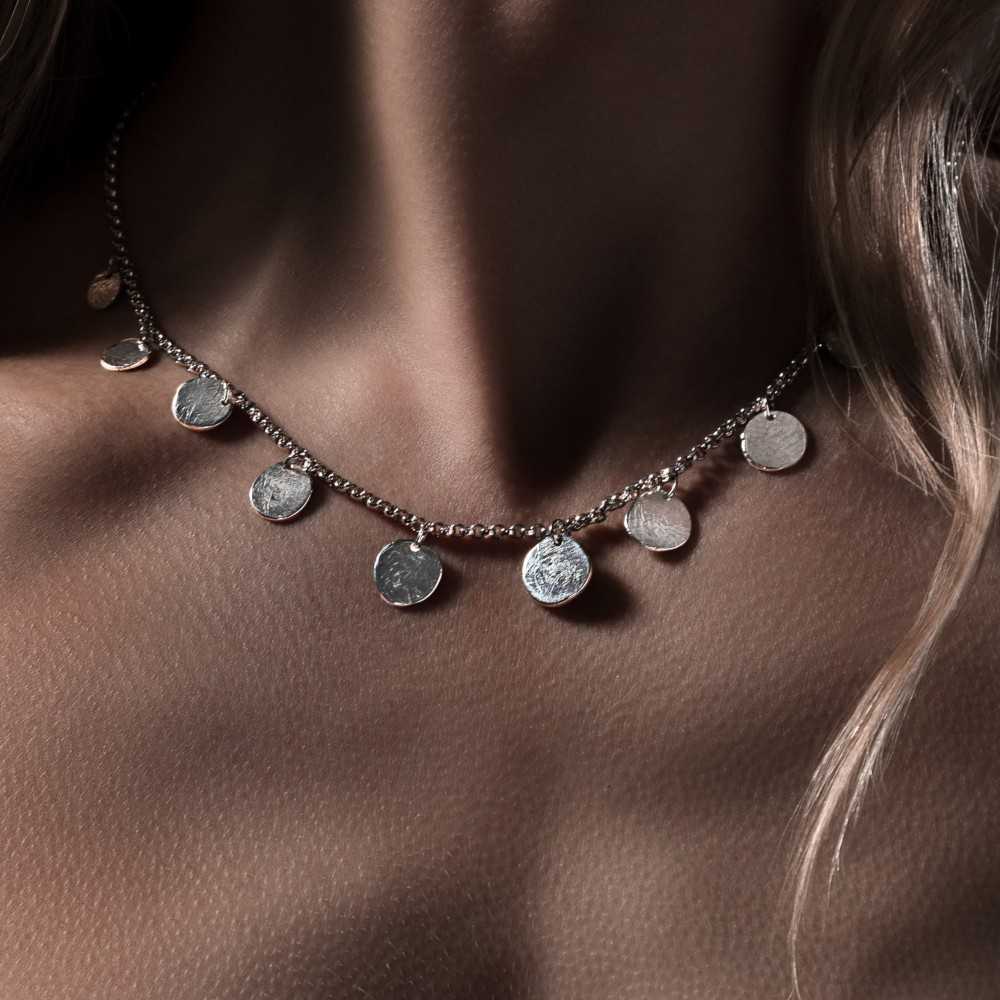 Collier ras de cou pampilles pour femme en argent 925, création artisanale à Yverdon