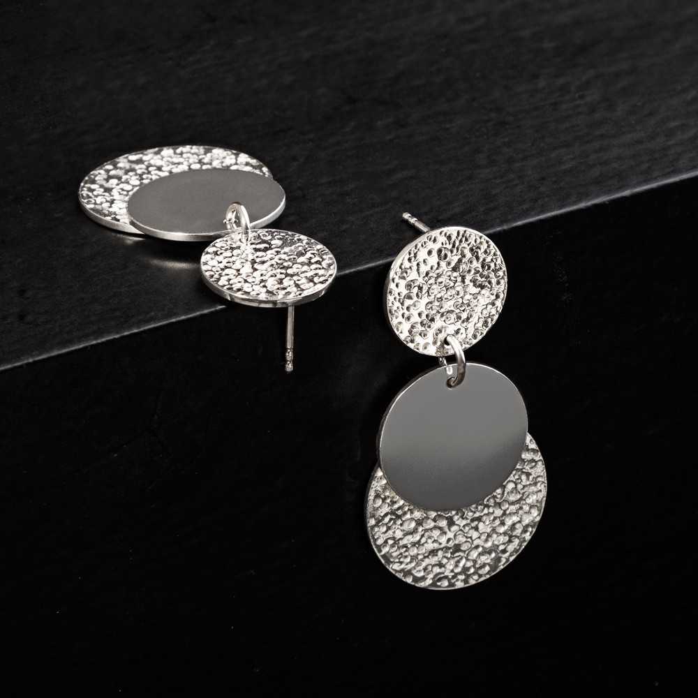 Grandes puces d'oreilles faites main en argent 925, collection Moon, boucles d'oreilles pour femme à Yverdon