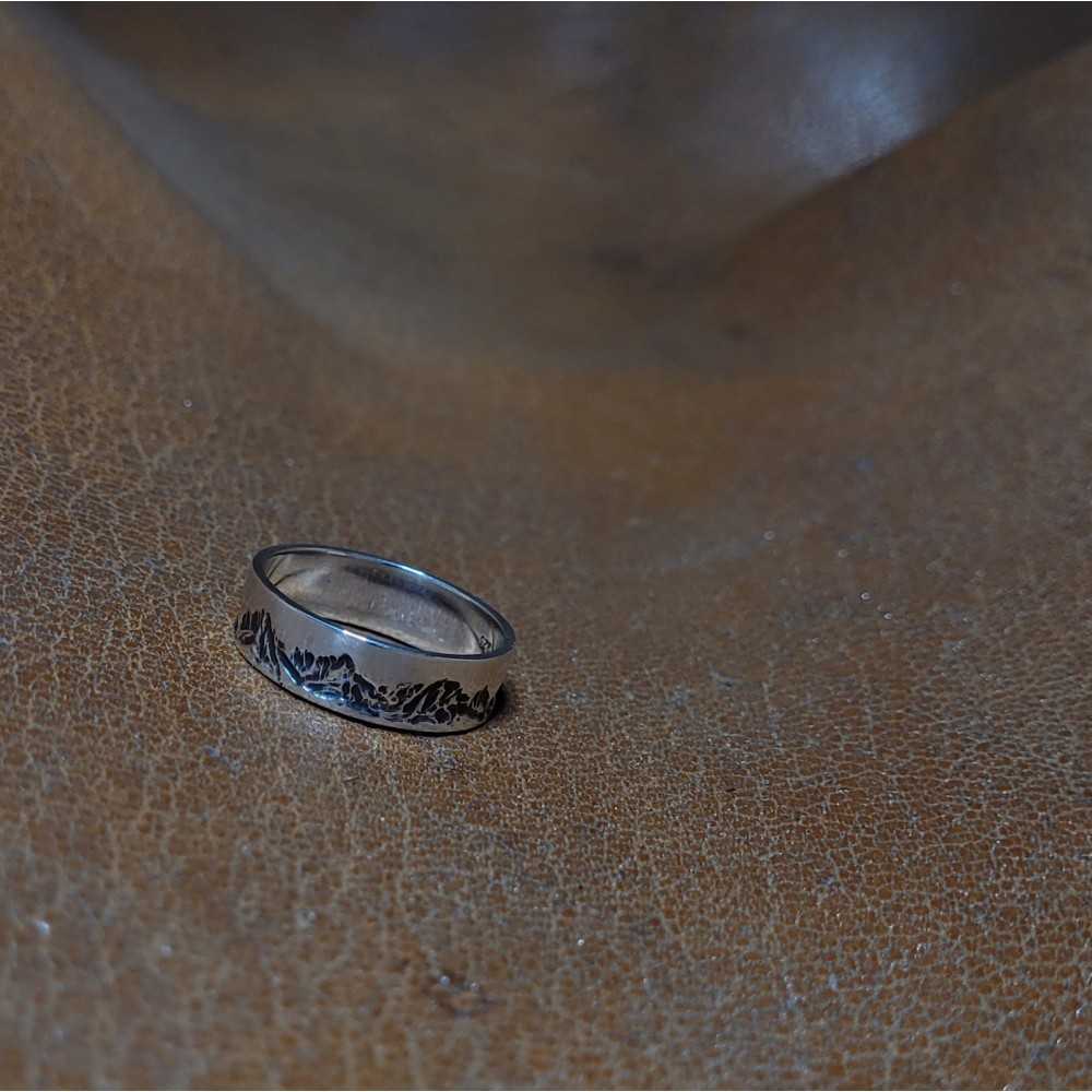 Bague montagnes fine unisexe en argent 925, bijou unique, créateur suisse, Yverdon