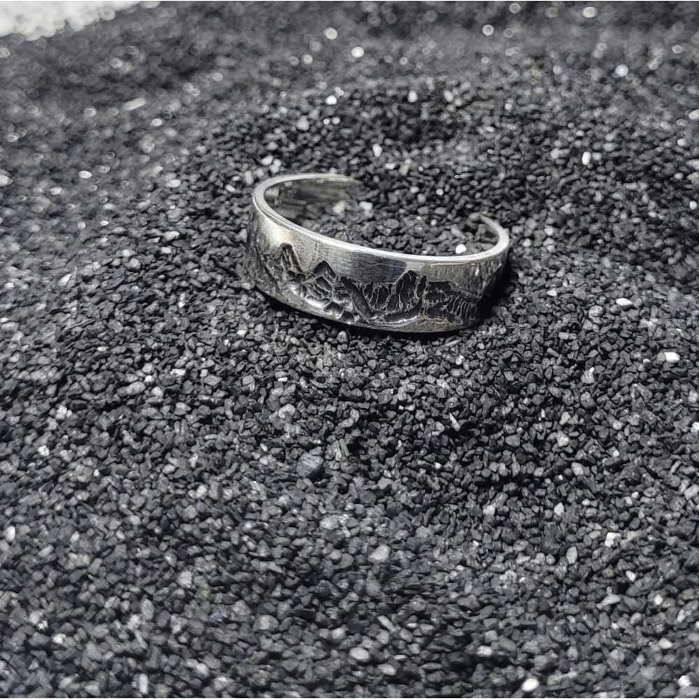 Bague montagnes fine unisexe en argent 925, bijou unique, créateur suisse, Yverdon