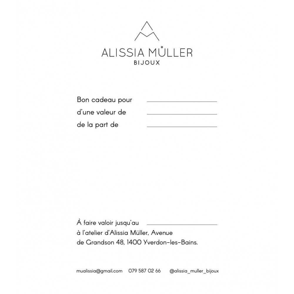 Bon cadeau pour un bijou de l'Atelier de bijouterie artisanale Alissia Müller Bijoux à Yverdon