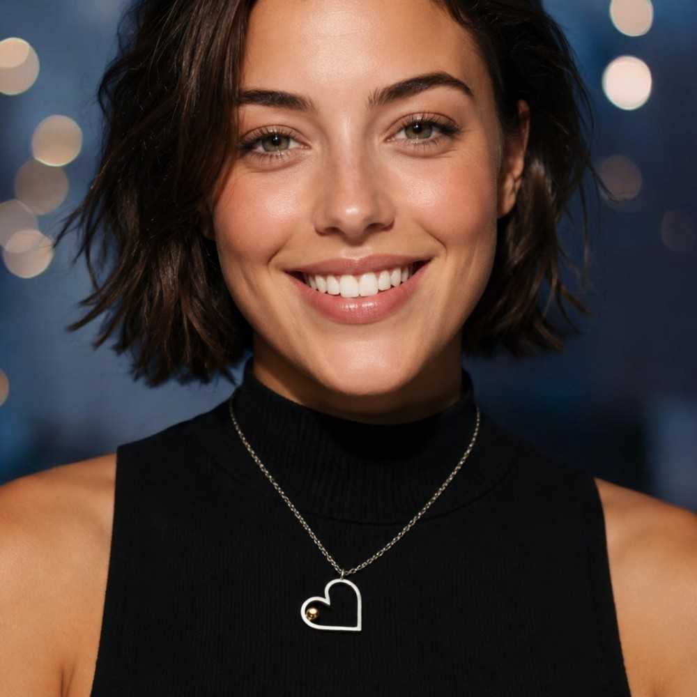 Collier coeur artisanal, argent et or, pendentif unique pour femme, cadeau bijou saint valentin Suisse romande