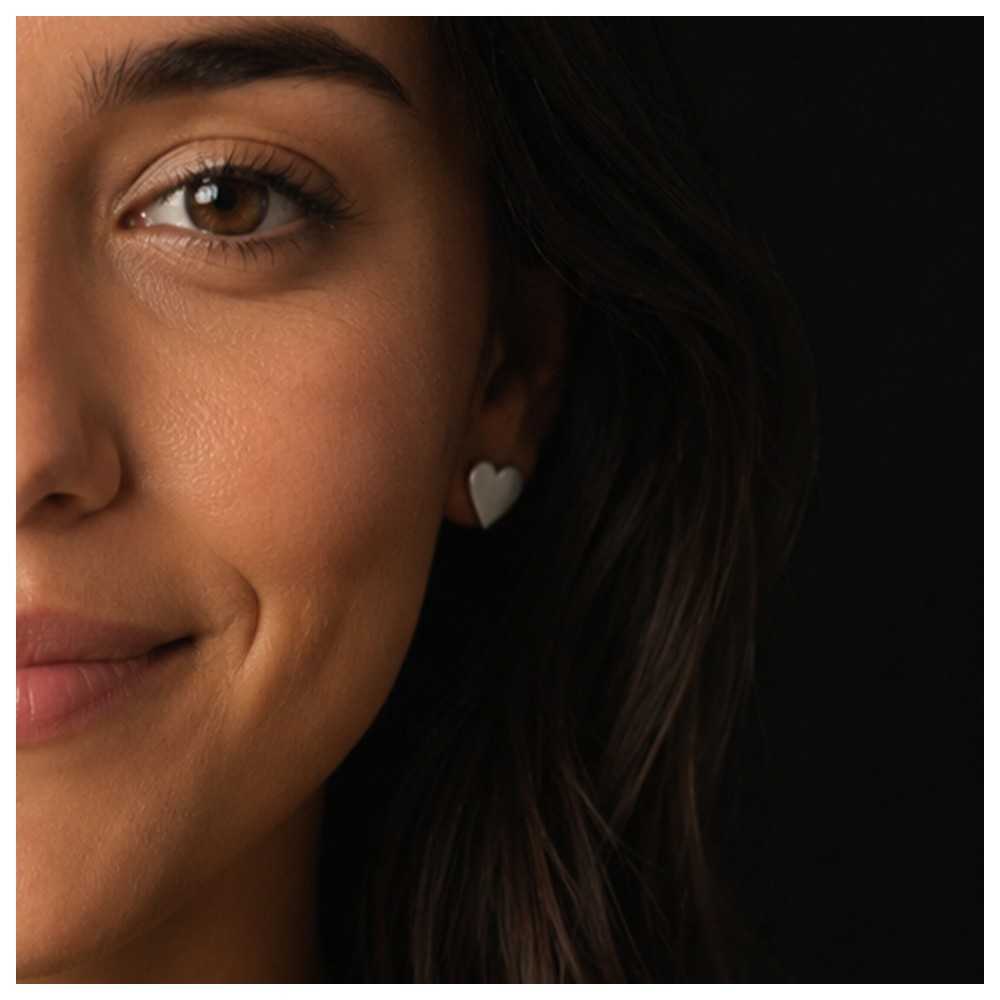 Clous d'oreilles en forme de coeur, bijoux artisanales en argent 925 suisse