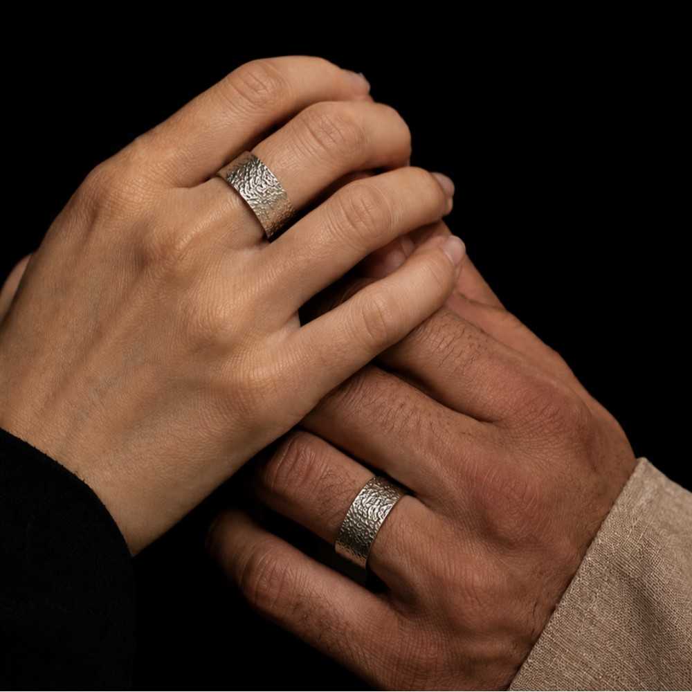 Bague artisanale unisexe en argent 925, collection Moon