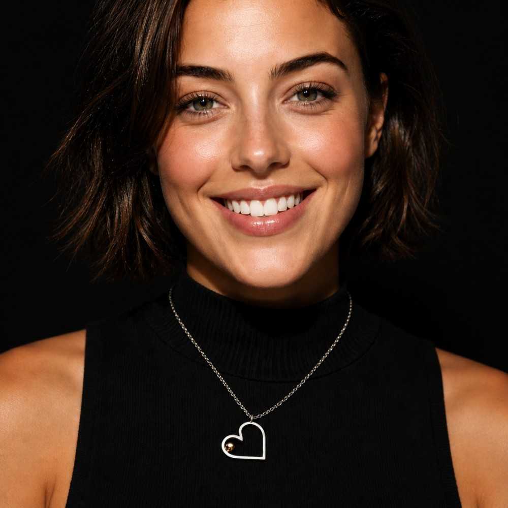 Collier coeur artisanal, argent et or, pendentif unique pour femme, cadeau bijou saint valentin Suisse romande