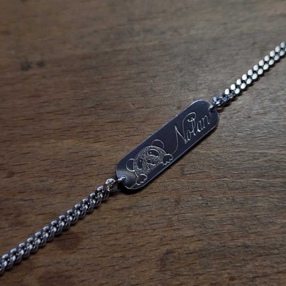 Gourmette personnalisée en argent 925 gravée à la main