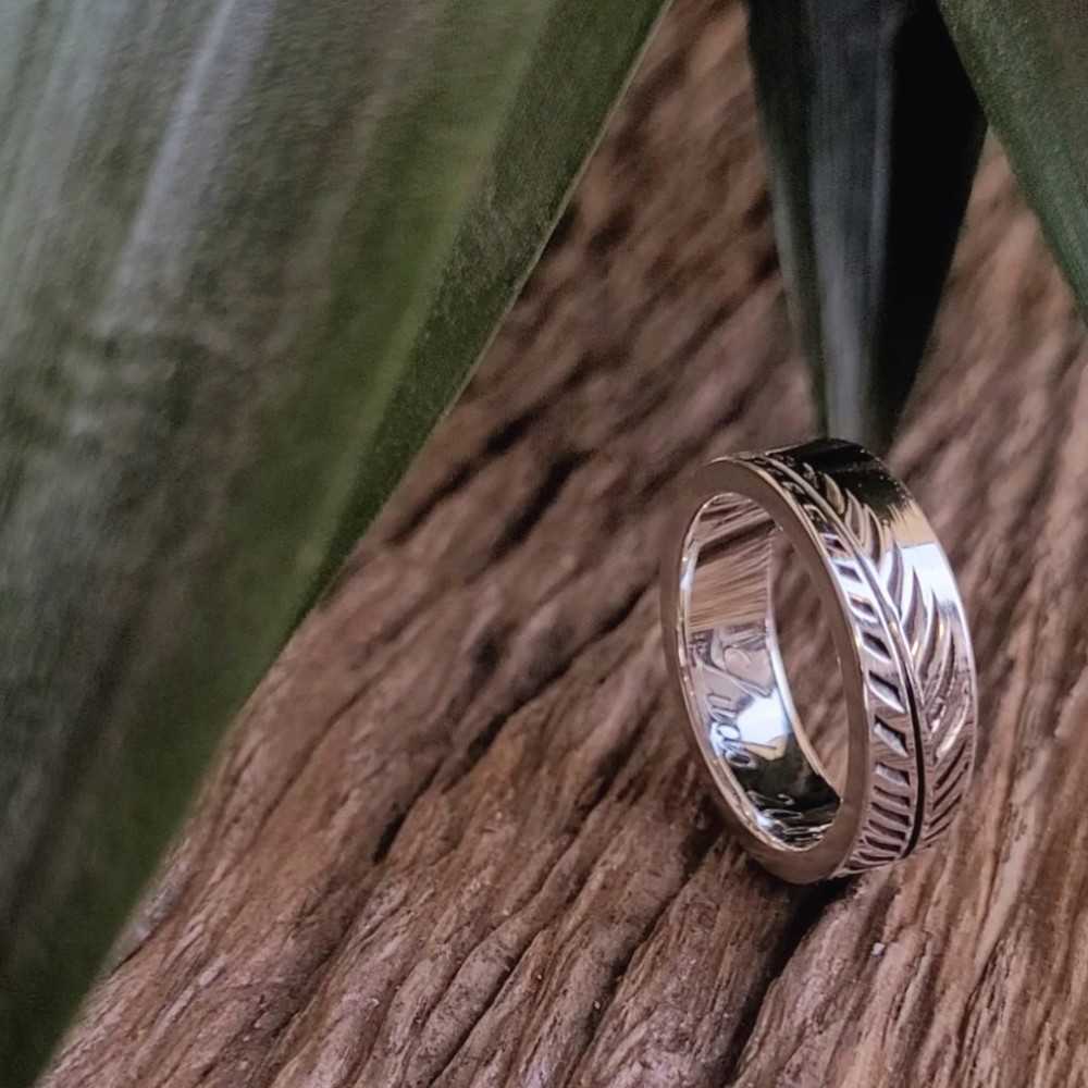 alliance sur mesure inspiration palmier, bague femme fait main