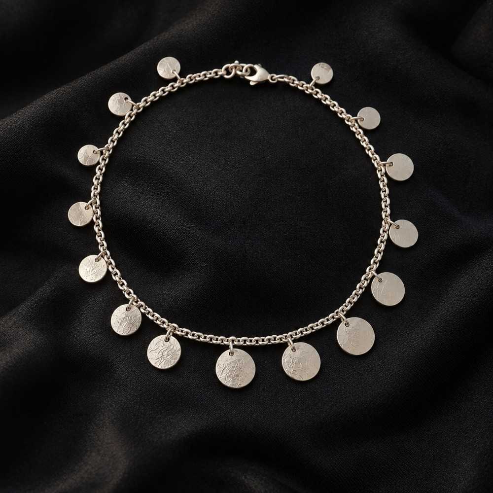 Bracelet cheville pamilles en argent 925 faits main à yverdon. Bijou artisanaux d'été.