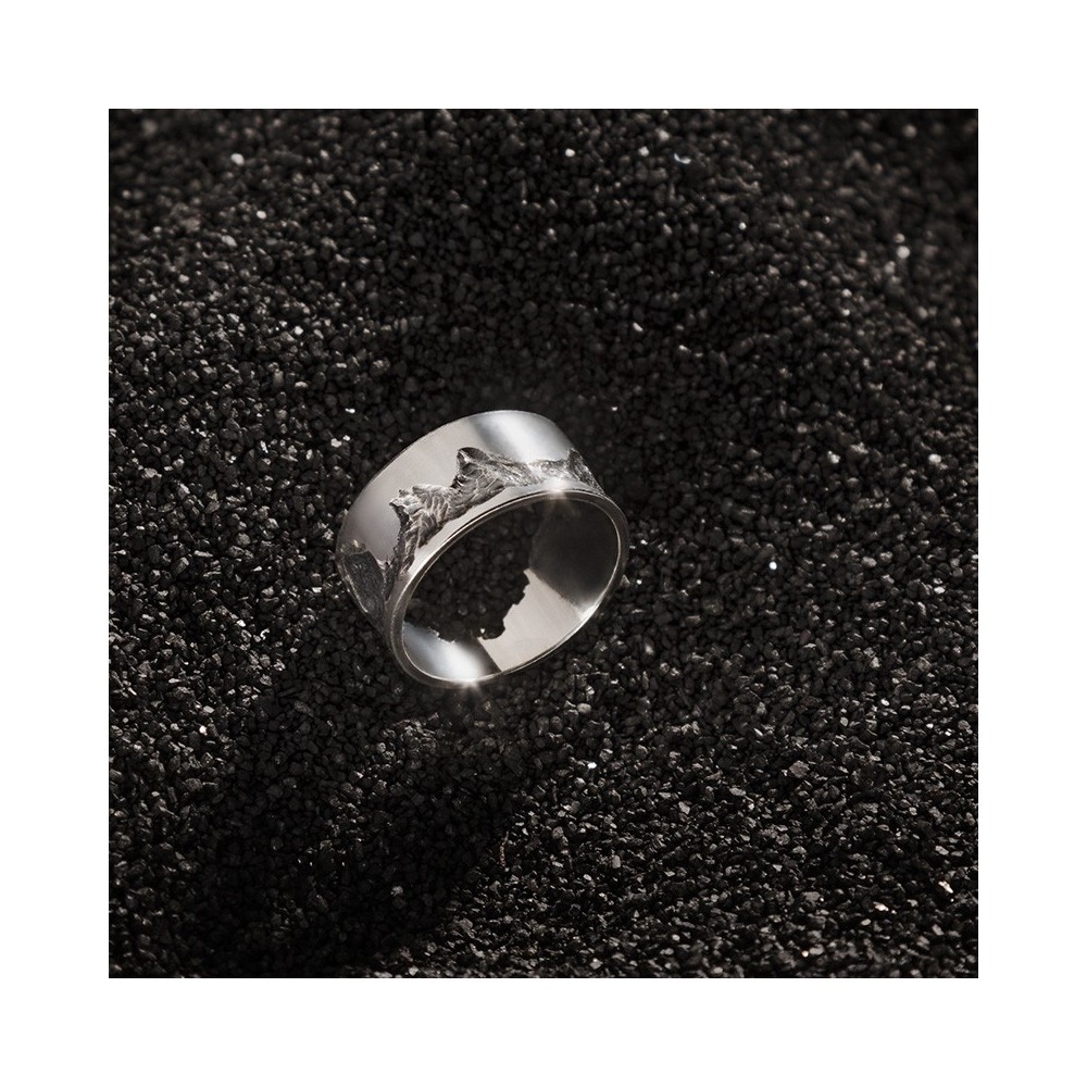 Bague montagne unisexe en argent 925, création artisanale suisse, bijou unique